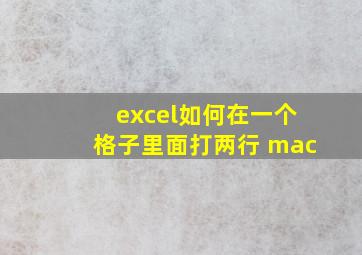 excel如何在一个格子里面打两行 mac